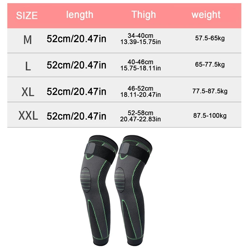 Compression Knee Pads Support Lengthen Stripe Sport Sleeve Protector Elastic Long Warm Kneepad Brace Volleyball Running 1pc